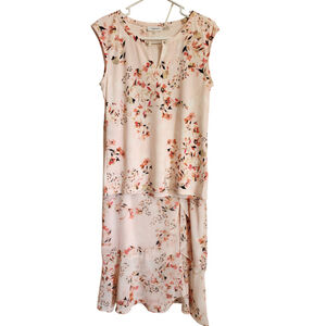 Calvin Klein Set Sleeveless Tunic & Midi Skirt Pink Floral Women's 6 Small